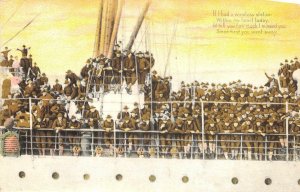 SHIP SOLDIERS WIRELESS STATION IN HEART ROMANCE WWI MILITARY POSTCARD (c. 1915)