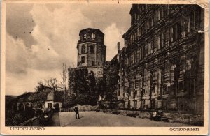 VINTAGE POSTCARD CASTLE AND FRONT WALKWAY AT HEIDELBERG GERMANY 1929 {ur corner}