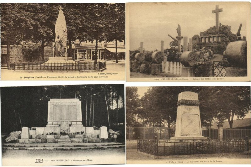 WAR MONUMENTS STATUES MILITARY WWI 250 Vintage Postcards Pre-1940 (L3395)