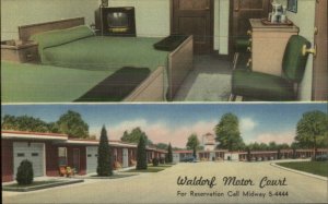 Midway MD Waldorf Motor Court Old TV Television LINEN Postcard