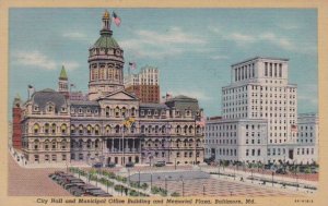 Maryland Baltimore City Hall Municipal Office Building & Memorial Plaza 1957 ...