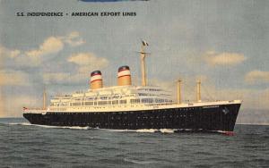 SS Independence of American Export Lines at sea linen antique pc Y13528