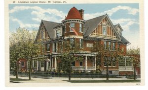 Postcard American Legion Home Mt Carmel PA