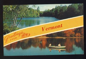 Greetings From Vermont/VT Postcard, Fishing From Rowboat On Lake