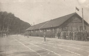 Vintage Postcard 1900's WWI US Army Soldiers in Formation Full Packs RPPC