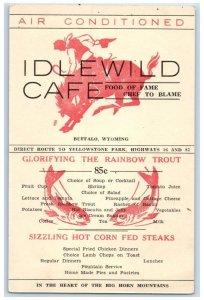c1940 Idlewild Cafe Rainbow Trout Buffalo Wyoming Advertising Vintage Postcard