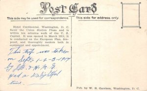 Washington DC Hotel Continental Vintage Postcard AA109497