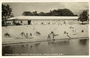 Grand Cayman B.W.I., Pageant Beach Hotel, Swimming Pool (1940s) RPPC