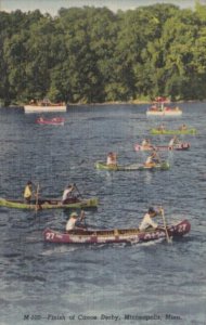 Minnesota Minneapolis Finish Of Canoe Derby Curteich