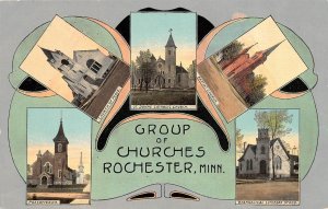 Rochester MN Minnesota GROUP OF CHURCHES Catholic~Baptist~Peace Church+ Postcard