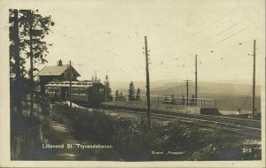 norway norge, LILLEVAND, St. Tryvandsbanen, Train Railway Station (1923) RPPC