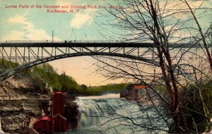 New York Rochester Genese Lower Falls Showing Driving Park Avenue Bridge 1910