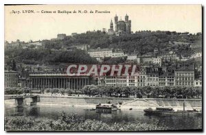 Postcard Old Lyon Coteau and Basilica of ND Fourviere