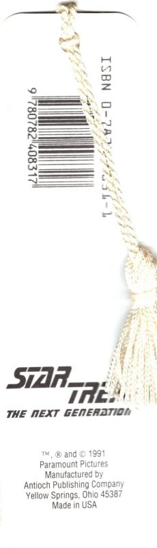 Star Trek TNG, Data, Tasseled Bookmark 1991