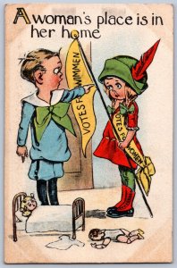 DS1/ Suffragette Women's Rights Postcard Political Votes For Women Banner 44