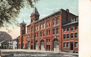 CENTRAL FIRE STATION MANCHESTER NEW HAMPSHIRE POSTCARD 1908