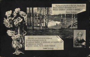 Russian Writer Leo Tolstoy Verse Scenic Views Flowers c1910 Postcard