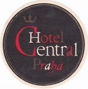 Czechoslovakia Praha Hotel Central Vintage Luggage Label sk3672