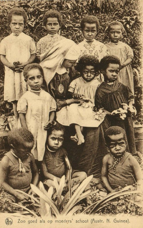 PC CPA PAPUA NEW GUINEA, ZOO GOED ALS OP MOEDERS, Vintage Postcard (b19757)