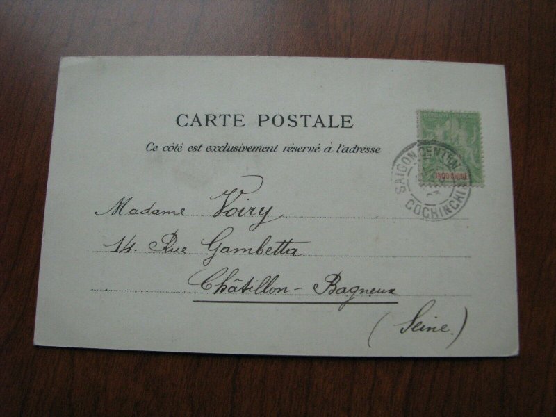 French Indo China Postcard Used 1903 Postmark Saigon Chamber of Commerce