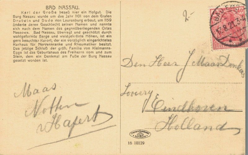Germany Bad Nassau Vintage Postcard 07.53