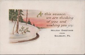 Postcard Holiday Greetings from Solebury PA 1918