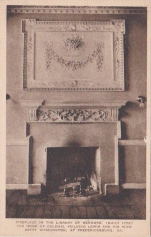 Fireplace In Library Of Kenmore Fredericksburg Virginia Albertype