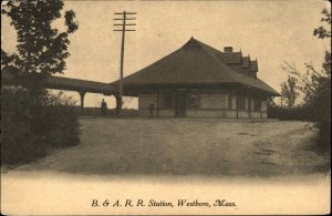 WESTBORO MA B&A Railroad Train Station Depot c1910 Postcard