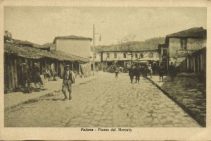 albania, VALONA VLORË VLORA, Piazza del Mercato (1915) Postcard