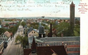 Vintage Postcard 1907 County Street Looking West From Bronson Bldg. Attleboro MA