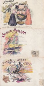 Souvenir de Monte Carlo 1899 gambling fortune allegories litho signed Decave