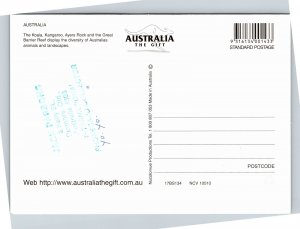 Postcard Australia The Gift Koala Kangaroo Ayers Rock Uluru Great Barrier Reef