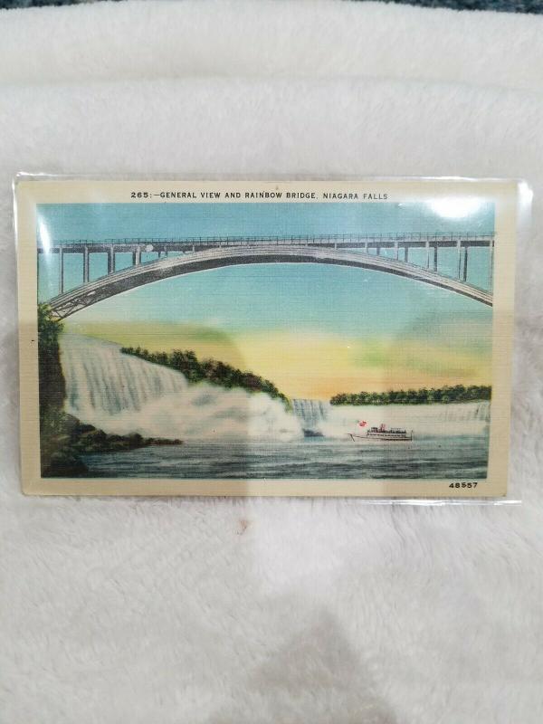 Antique Postcard General View and Rainbow Bridge, Niagara Falls