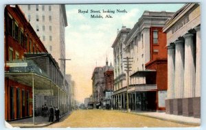 MOBILE, Alabama AL ~ ROYAL STREET Scene looking North 1910  Postcard