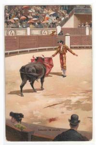 Bull Fighting Ring Pasando de Muleta Matador 1910c postcard