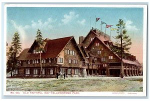 c1920 Old Faithful Inn Exterior View Building Yellowstone Park Wyoming Postcard