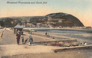 Minehead Promenade & North Hill Somerset, England Hand-Colored 1910s Postcard