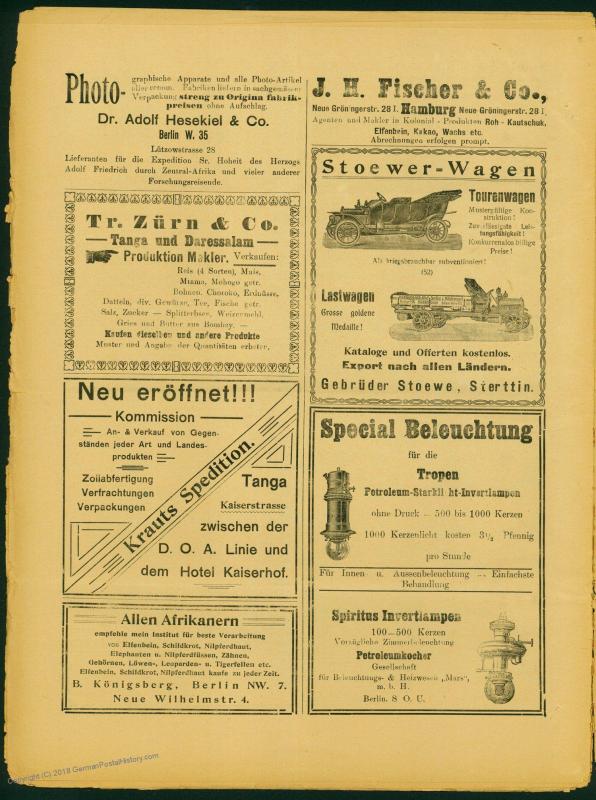 Germany 1910 E Africa Deutsche Ost-Afrika Usambara Post Complete Newspaper 73337