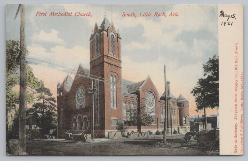 Little Rock Arkansas~First Methodist Church Street View~Vintage Postcard