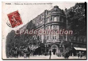 Postcard Old Paris Theater of Vaudeville and Boulevard of the Italians