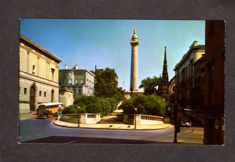 MD Washington Monument Mt Vernon Place Baltimore Maryland Postcard