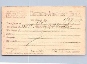 K35/ St Joseph Missouri Postcard c1890 Postal German American Bank 254