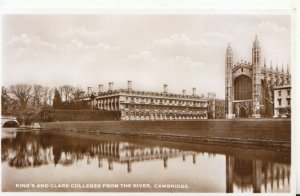 Cambridgeshire Postcard - King's and Clare Colleges from The River - RP  TZ11497