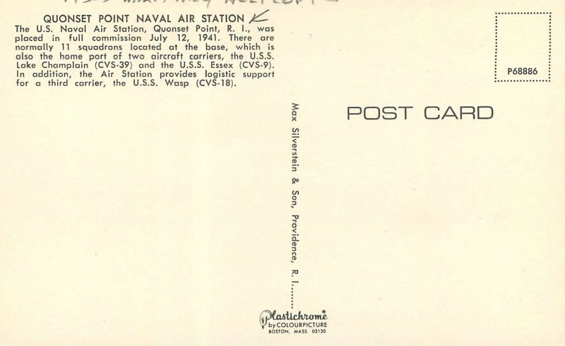 Postcard 1950s Rhode Island Quonset  Naval Air Station Helicopter 22-12335