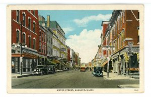 ME - Augusta. Water Street looking North ca 1930