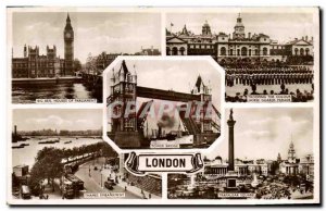 Old Postcard London Big Ben Thams Embankment Trafalgar Square