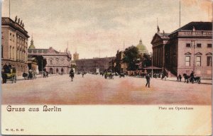 Germany Gruss aus Berlin Platz am Opernhaus Vintage Postcard C078