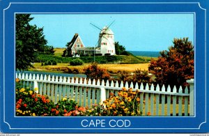 Massachusetts Cape Cod Windmill and Typical White Picket Fence