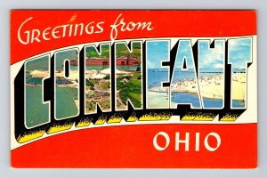 Conneaut OH - Ohio, LARGE LETTER Greetings, Chrome, Postcard 