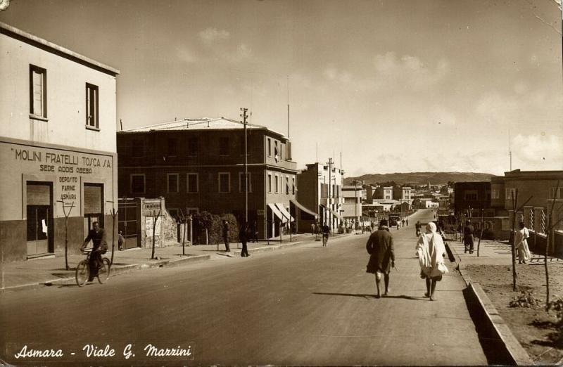 eritrea, ASMARA, Viale G. Mazzini, Molini Fratelli Tosca (1942) RPPC Postcard